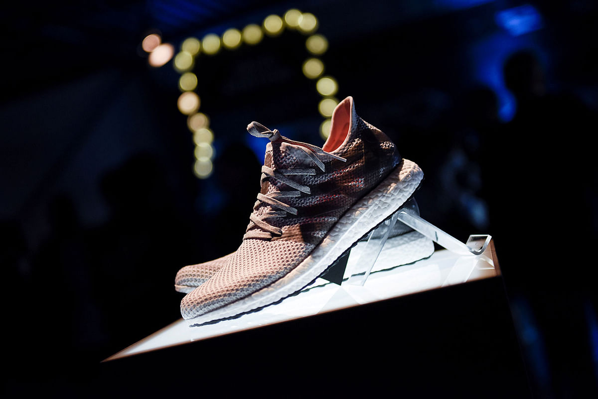 Prototypes of Futurecraft 3D shoe are pictured during presentation of first Adidas shoe from its new manufacturing process, Speedfactory in Berlin. Photo: Reuters