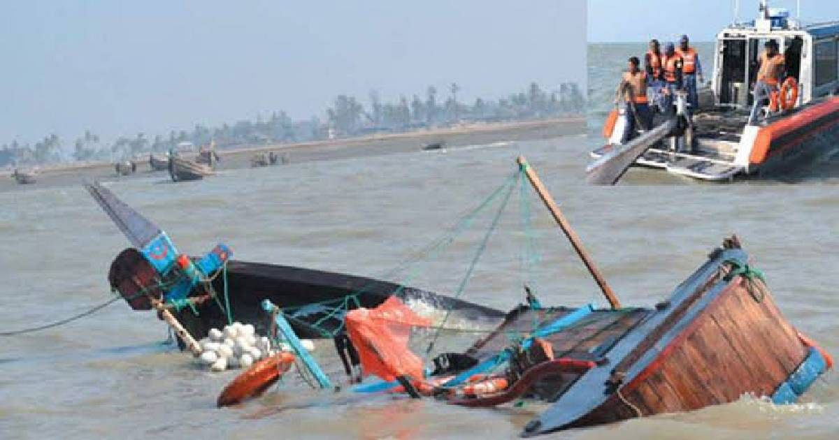 A fisherman was killed and four others went missing after a fishing trawler sank in river Meghna. Photo: UNB