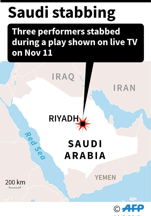 Map locating the Saudi capital of Riyadh where a Yemeni man stabbed three performers during a live show on Monday. Photo: AFP