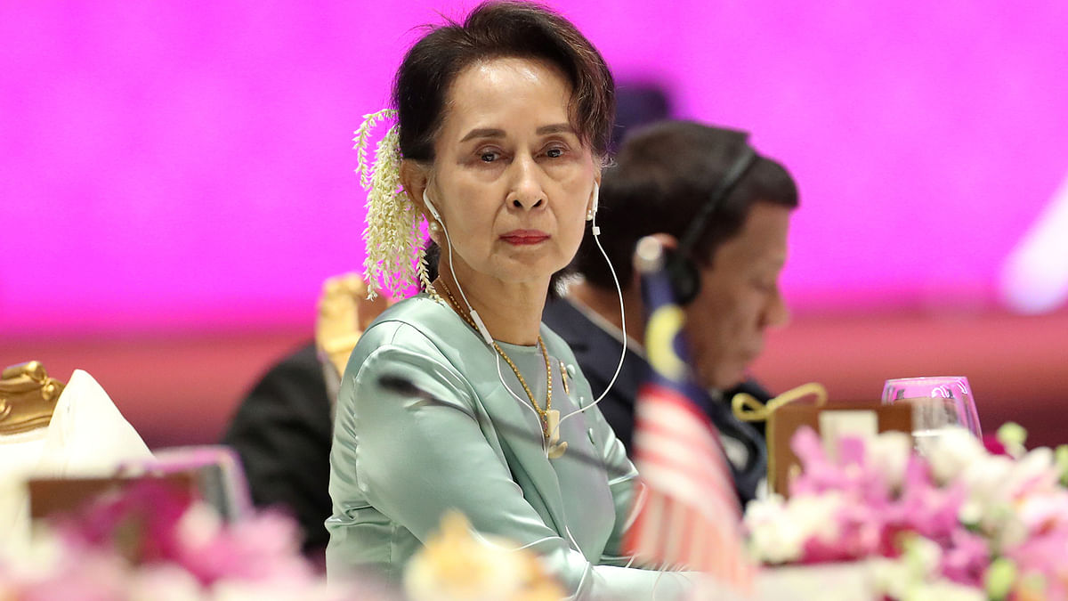 State Counsellor of Myanmar Aung San Suu Kyi attends a special lunch on sustainable development on the sidelines of the ASEAN summit in Bangkok, Thailand, on 4 November 2019. Reuters File Photo