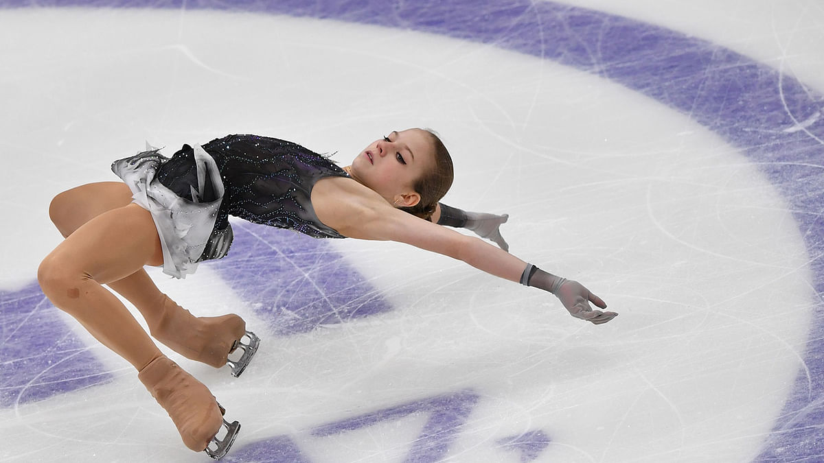Russia`s Alexandra Trusova performs her routine in the ladies`s short program at the Rostelecom Cup 2019 ISU Grand Prix of Figure Skating in Moscow on 15 November 2019. Photo: AFP