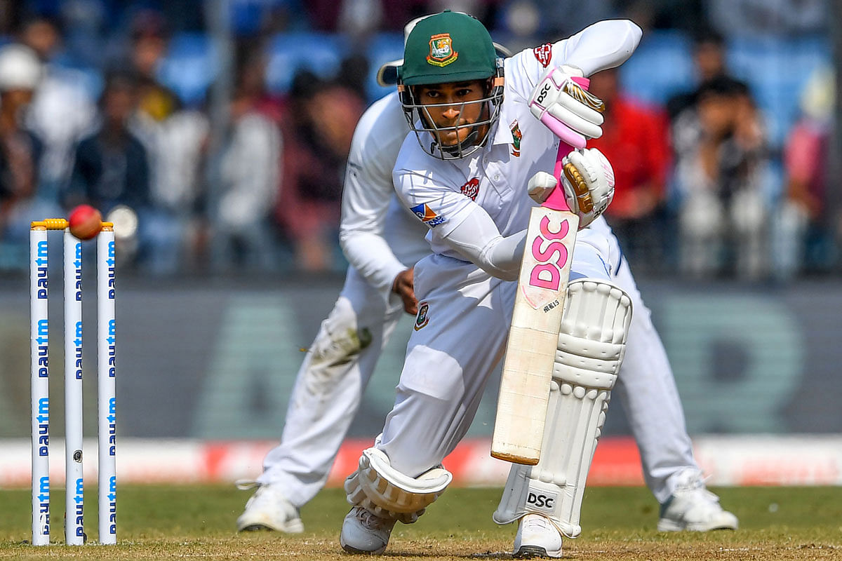 Bangladesh`s Mushfiqur Rahim plays a shot during the third day of the first Test cricket match of a two-match series between India and Bangladesh at Holkar Cricket Stadium in Indore on November 16, 2019. AFP