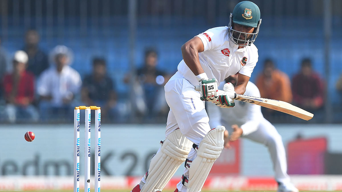 Bangladesh`s Imrul Kayes plays a shot during the third day of the first Test cricket match of a two-match series between India and Bangladesh at Holkar Cricket Stadium in Indore on 16 November 2019. Photo: AFP