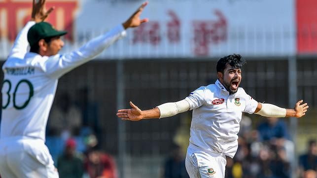 Abu Jayed picked up four wickets, including those of Virat Kohli and Cheteshwar Pujara in the first Test against India at Indore. Photo: AFP