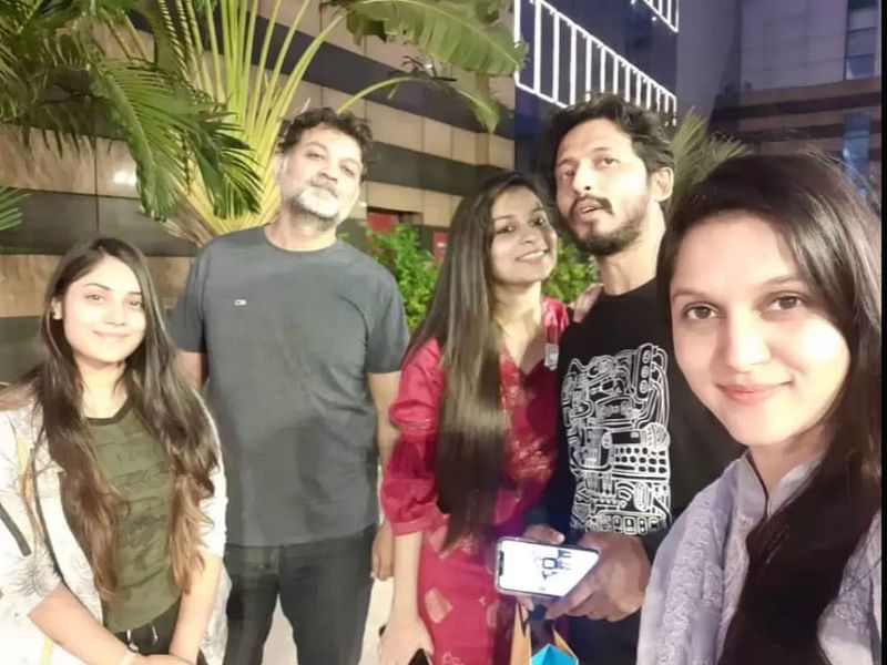 Rafiath Rashid Mithila and Srijit Mukherji are with friends at a shopping mall in Dhaka. Photo: Facebook