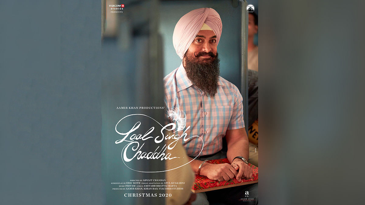 Poster of Aamir Khan`s new venture `Laal Singh Chaddha` which is resemble with Tom Hanks` ‘Forrest Gump’. Photo: Taken from Aamir`s Twitter  page