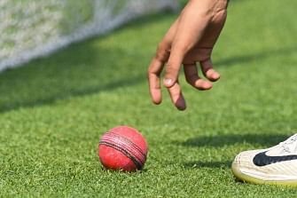 A cricketer picks up a pink ball during Bangladesh`s practice session at The Eden Gardens cricket stadium in Kolkata on 20 November 2019, ahead of the second Test cricket match between India and Bangladesh. Photo: AFP