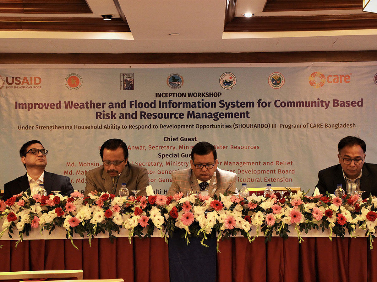 Discussants at the workshop titled ‘Improved Weather and Flood Information System for Community Based Risk and Resource Management’ in Dhaka on 19 November. Photo: Courtesy