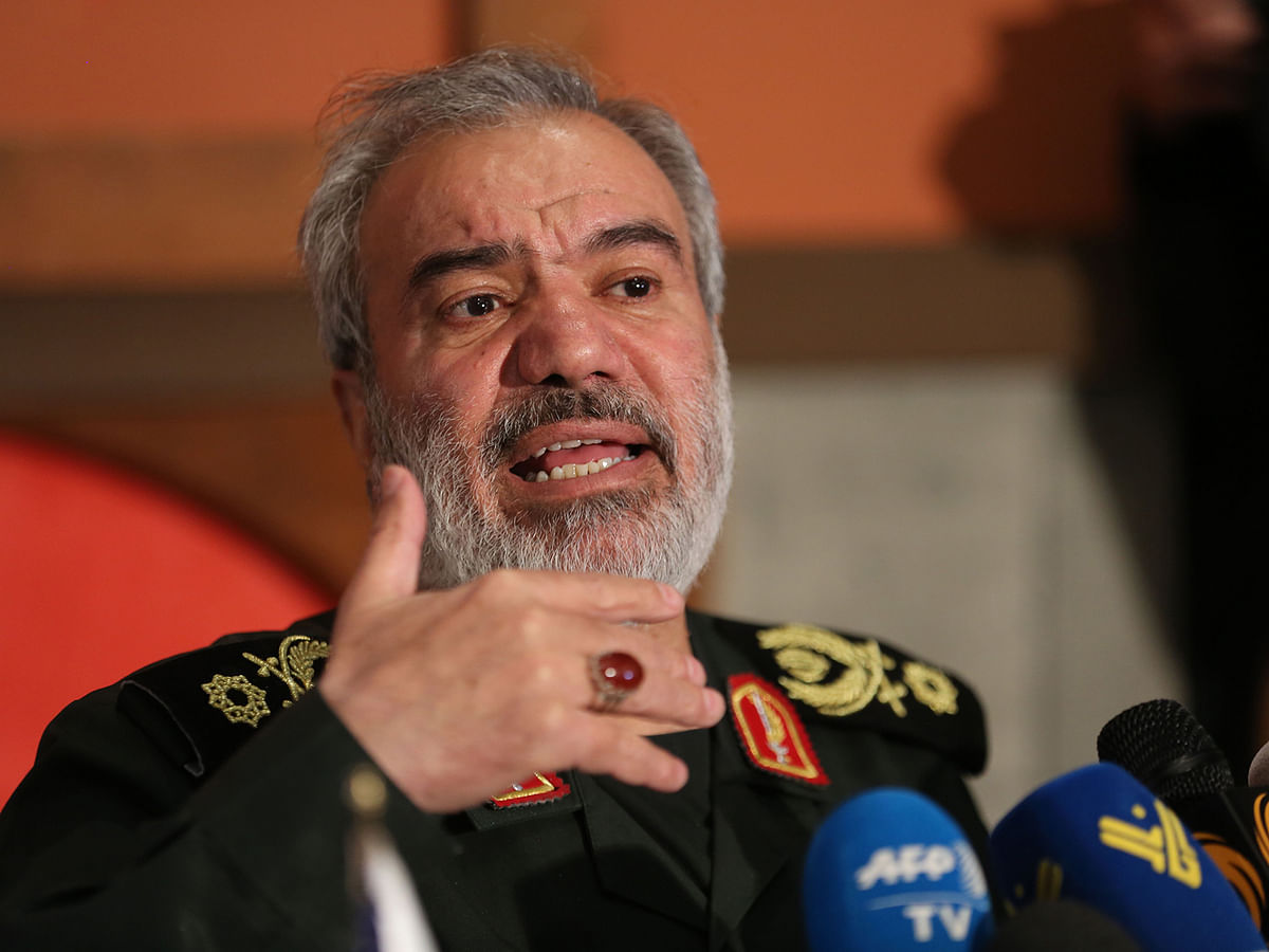 Ali Fadavi, Deputy Chief of the Islamic Revolution Guards Corps (IRGC), delivers a speech during Basij Week in the Iranian capital Tehran on Sunday. Photo: AFP