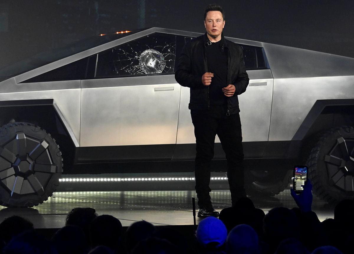 Tesla CEO Elon Musk unveils the Cybertruck at the TeslaDesign Studio in Hawthorne, California, US. Photo: Reuters