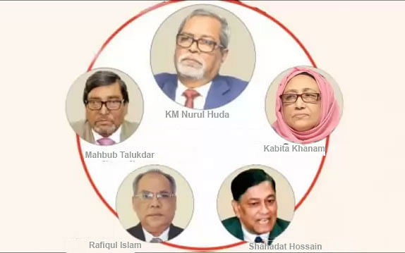 Chief election commissioner KM Nurul Huda, election commissioners Mahbub Talukdar, Rafiqul Islam, Kabita Khanam and Shahadat Hossain