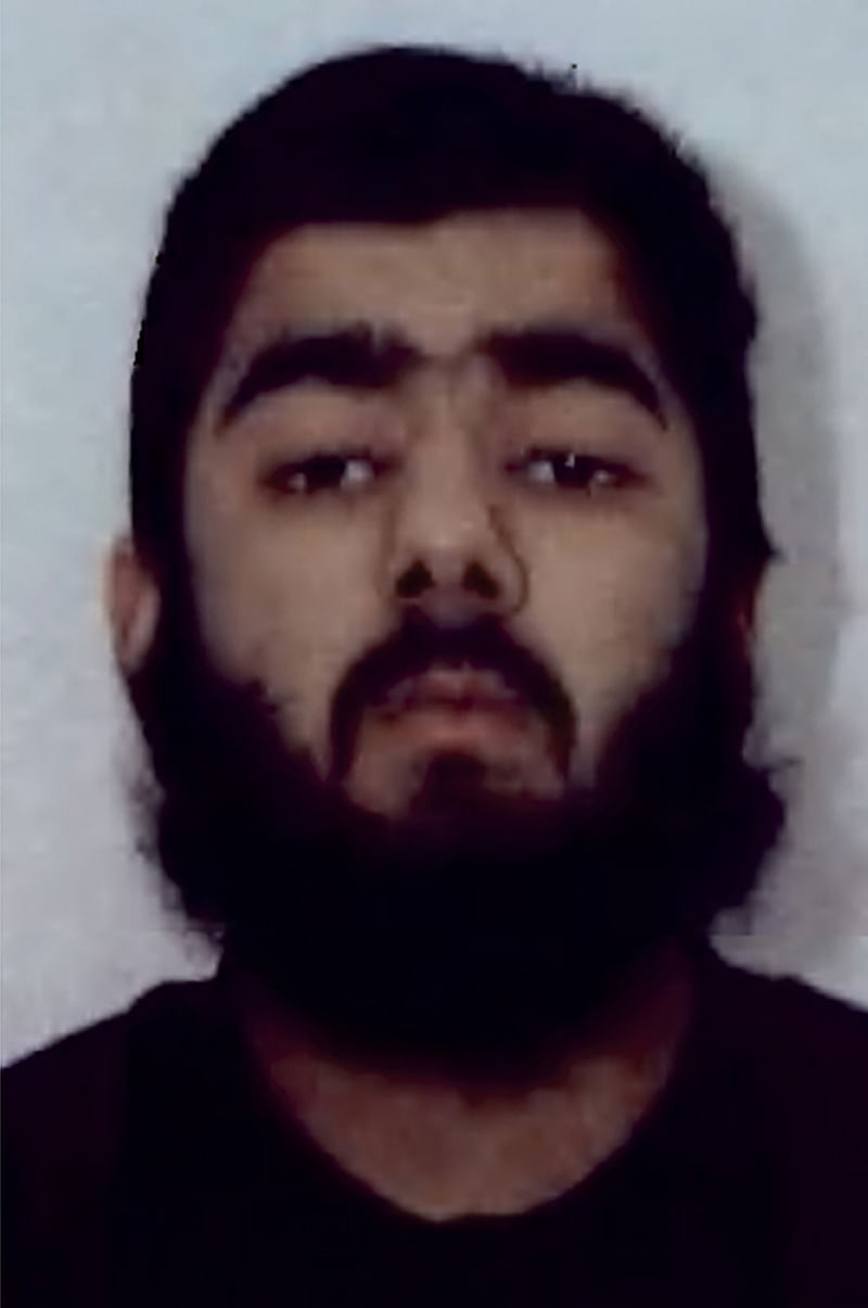 This undated file handout photo obtained from West Midlands Police on 1 February 2012 shows Islamist Usman Khan, then 20, who was jailed on 9 February 2012 with others after admitting to being involved with a group of fundamentalists who plotted a spate of mail bomb attacks during the run-up to Christmas in 2010. Photo: AFP