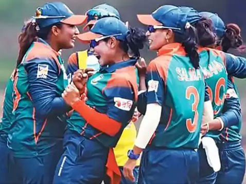Bangladesh women cricketers celebrate a moment in a match. Prothom Alo File Photo
