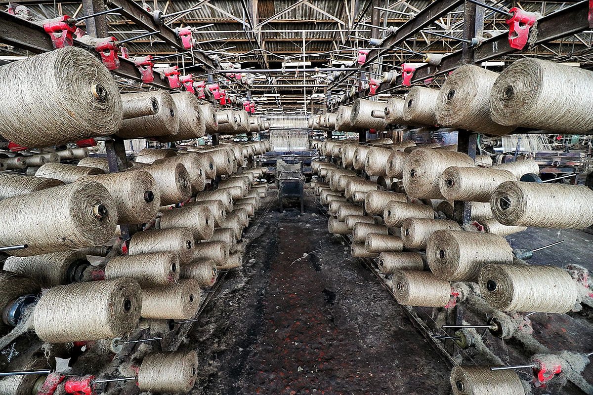 The inside of a local jute mill in Khulna shows no activities during the jute mills workers enforce a strike demanding payment of outstanding wages and the implementation of the wage commission 3 December 2019. Photo: Saddam Hossain