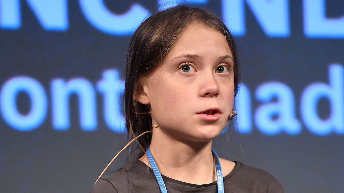 Swedish climate activist Greta Thunberg speaks during a press conference in Madrid, on 6 December 2019, prior to take part in a mass climate march to demand urgent action on the climate crisis from world leaders attending the COP25 summit. Photo: AFP