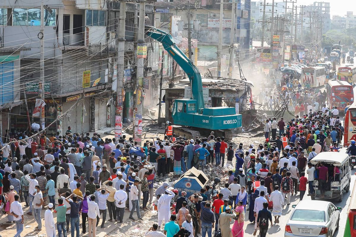 Illegal structures being demolished in Savar, on the outskirts of Dhaka, on 7 December 2019. Photo: Saiful Islam