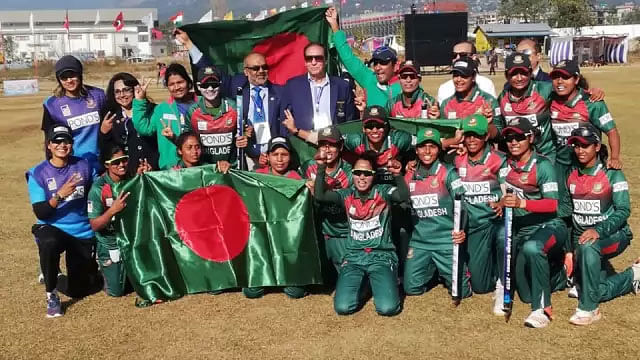 Bangladesh women`s cricket team clinched the gold medal in the ongoing 13th South Asian Games (SA Games) on Sunday beating Sri Lanka in the final by two runs at Pokhara in Nepal on Sunday. Photo: Prothom Alo