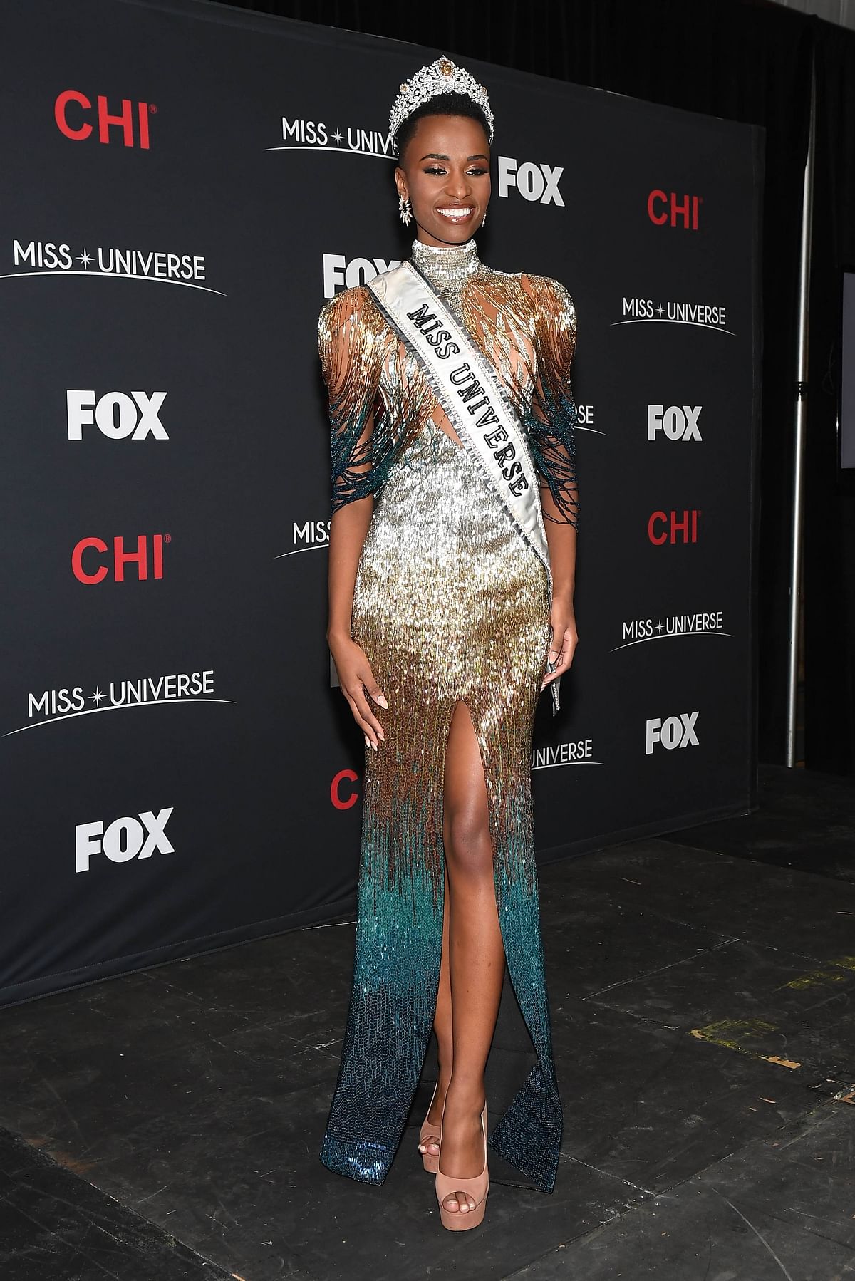 Miss Universe 2019 Zozibini Tunzi, of South Africa, appears at a press conference following the 2019 Miss Universe Pageant at Tyler Perry Studios on 8 December in Atlanta, Georgia. Photo: AFP
