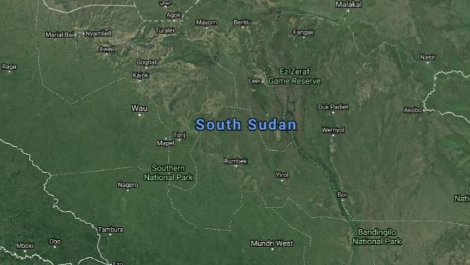 Map of South Sudan. Google map screen-grab