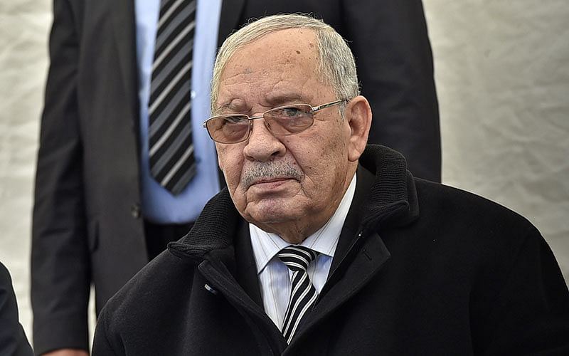 This file photo taken on 6 February shows lieutenant-general Ahmed Gaid Salah, chief of Staff of the Algerian Armed Forces since 2004 and vice-minister of defence, at a funeral of a fellow defence official at the Sidi-Yahia cemetery in Algiers.Photo: AFP