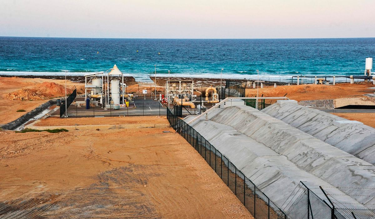 A view of a desalination plant in the Omani port city of Sur, south of the capital Muscat, on 27 November 2019. In Sur, water for residents and businesses comes from a large desalination plant along the coast, improving the quality of life for some 600,000 people.