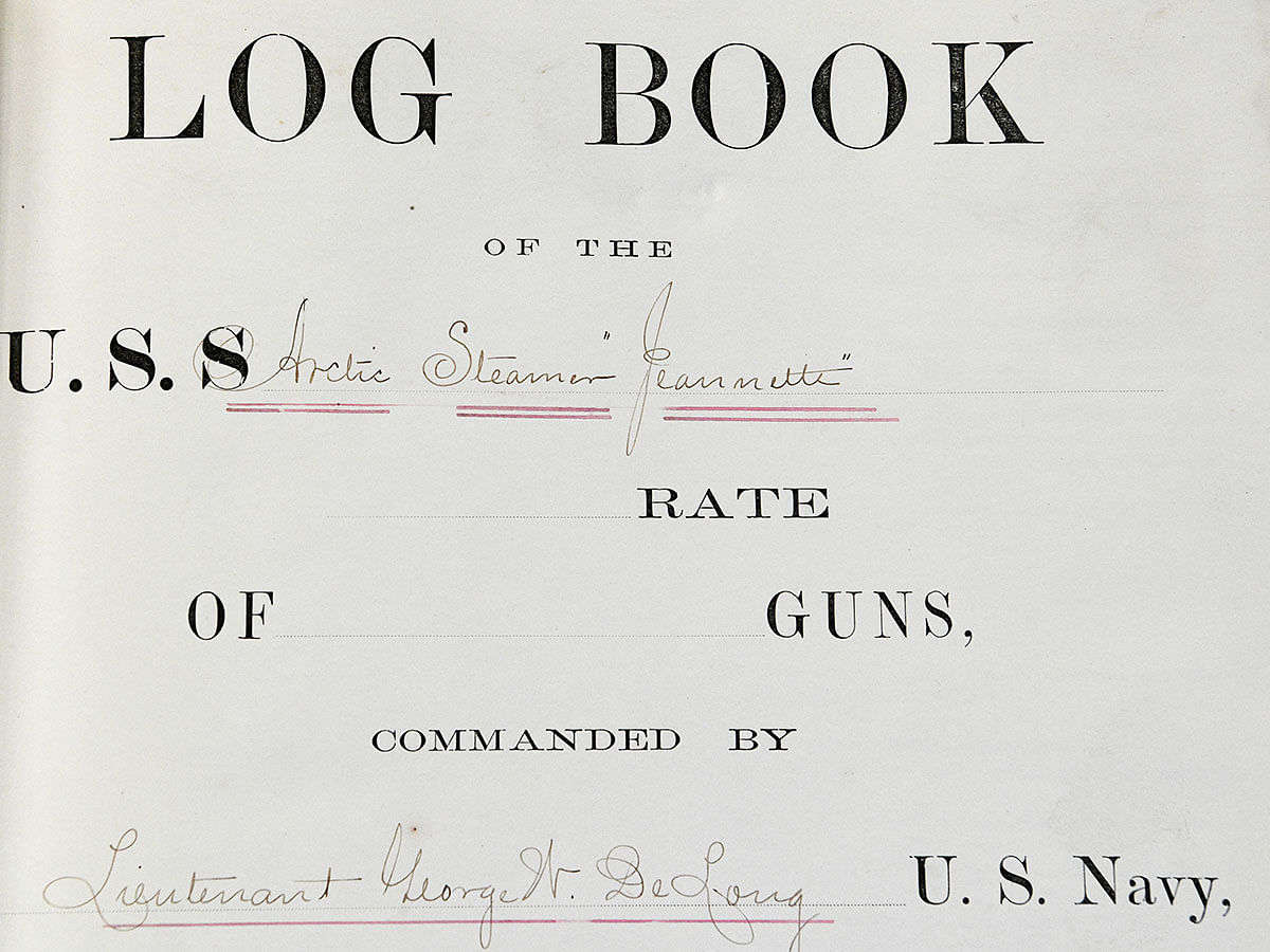 The title page of Volume 1 of the USS Jeannette logbooks is pictured at the National Archives building in Washington, US on 2 December. Photo: Reuters