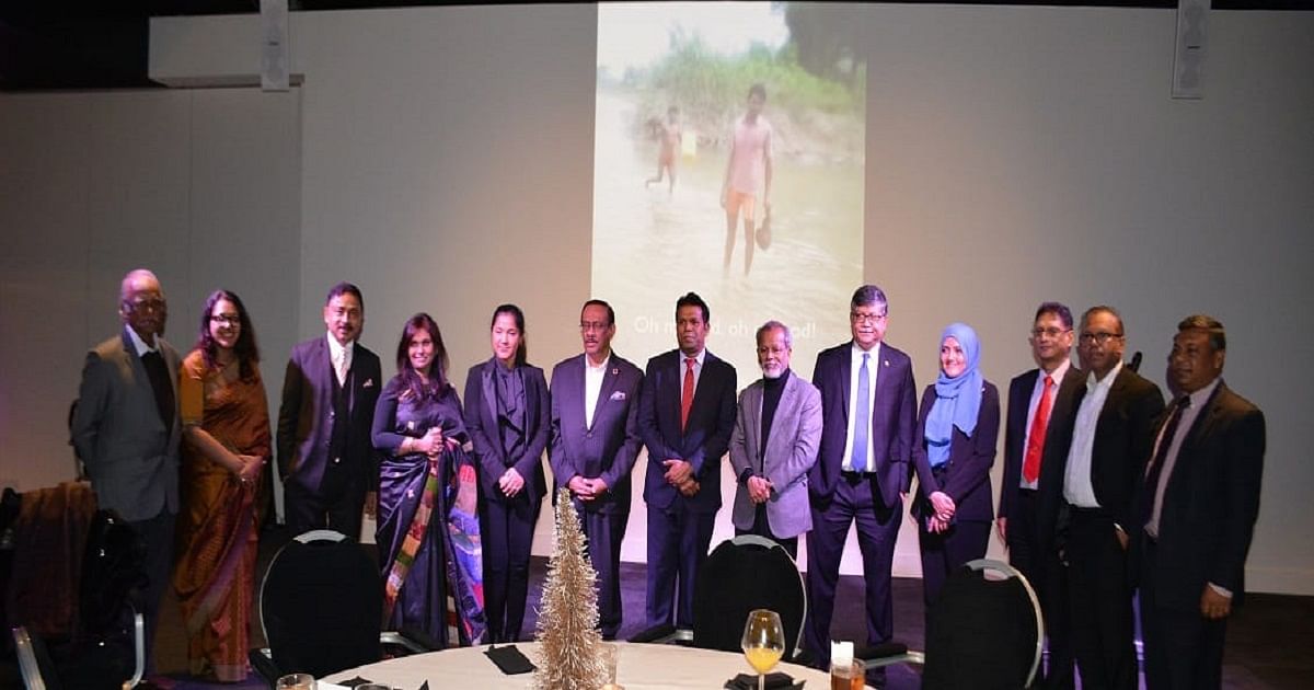 Nations urged at a reception hosted in The Hague in honour of Gambia justice minister Abubacarr Tambadou and Canada prime minister’s special envoy to Myanmar Bob Rae to support Gambia to ensure justice for Rohingyas. Photo: UNB