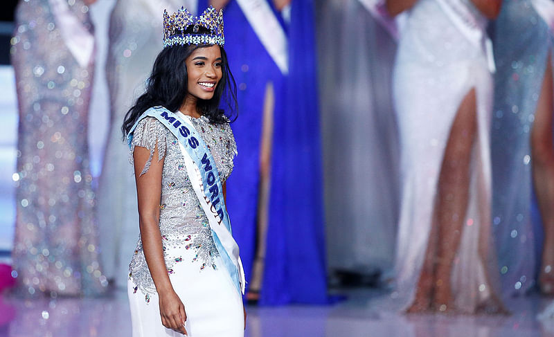 Miss World 2019 Toni Ann Singh of Jamaica celebrates winning the Miss World final in London, Britain on 14 December 2019. Photo: Reuters