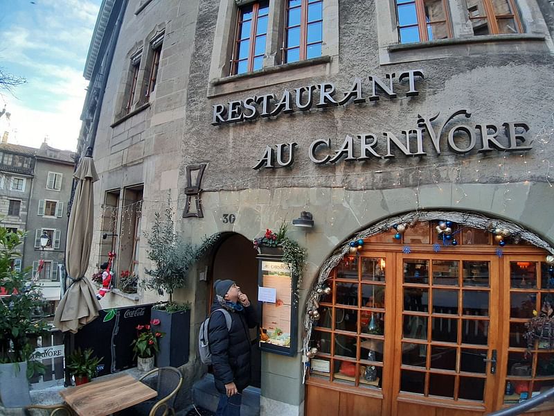 Mithila again adding a few animal emoticons with the caption wrote” …. are done...what next?, here goes Mr Carnivore Mukherji” in a photo where Srijit poses in front of a restaurant ‘Restaurant Au Carnivore’ in Greece on 14 December. Photo: Twitter