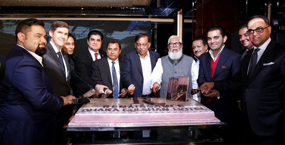 Finance minister AHM Mustafa Kamal along with other invited guests at the launching programme of Renaissance Gulshan Hotel in Dhaka recently. Photo: Prothom Alo