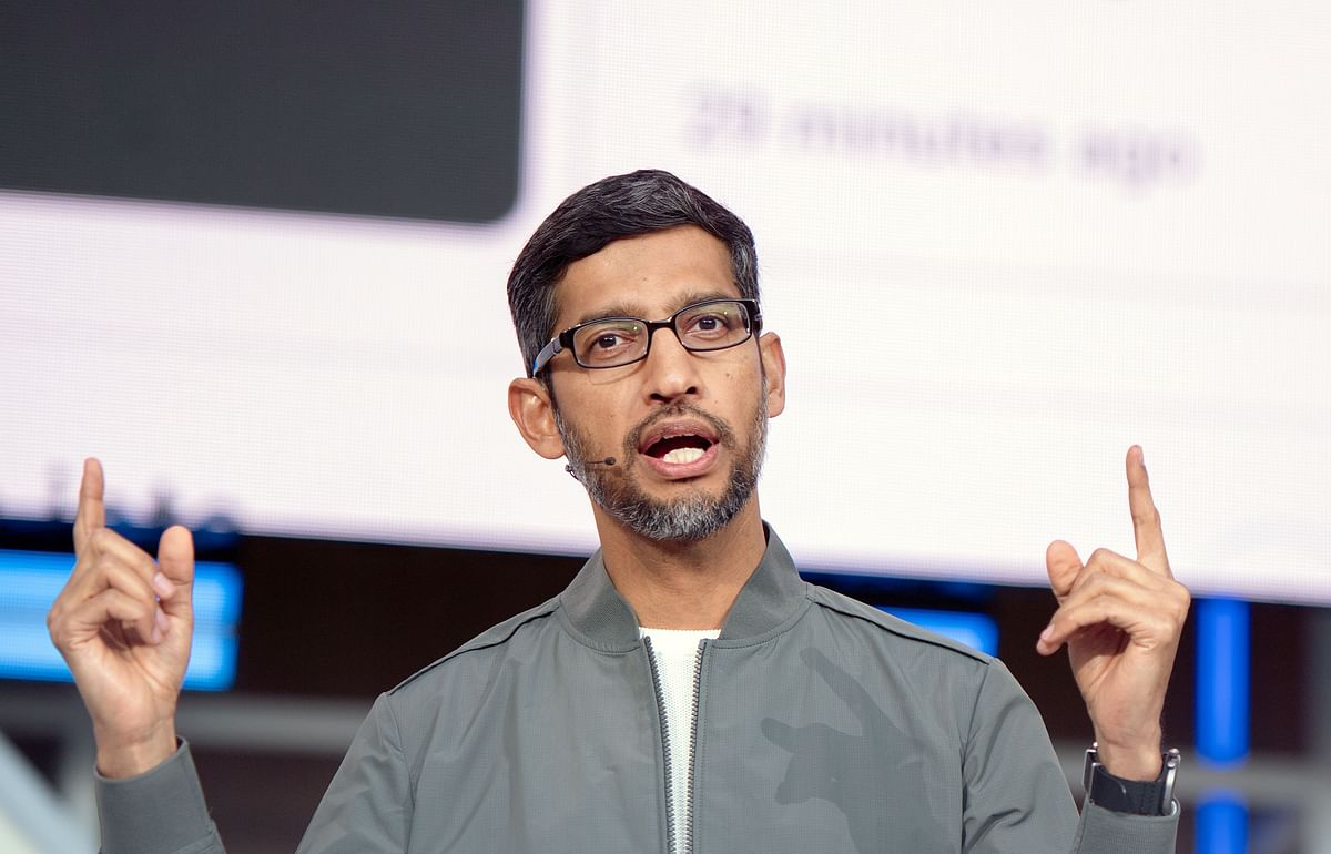 In this file photo taken on 7 May 2019 Google CEO Sundar Pichai speaks during the Google I/O 2019 keynote session at Shoreline Amphitheatre in Mountain View, California. Photo: AFP