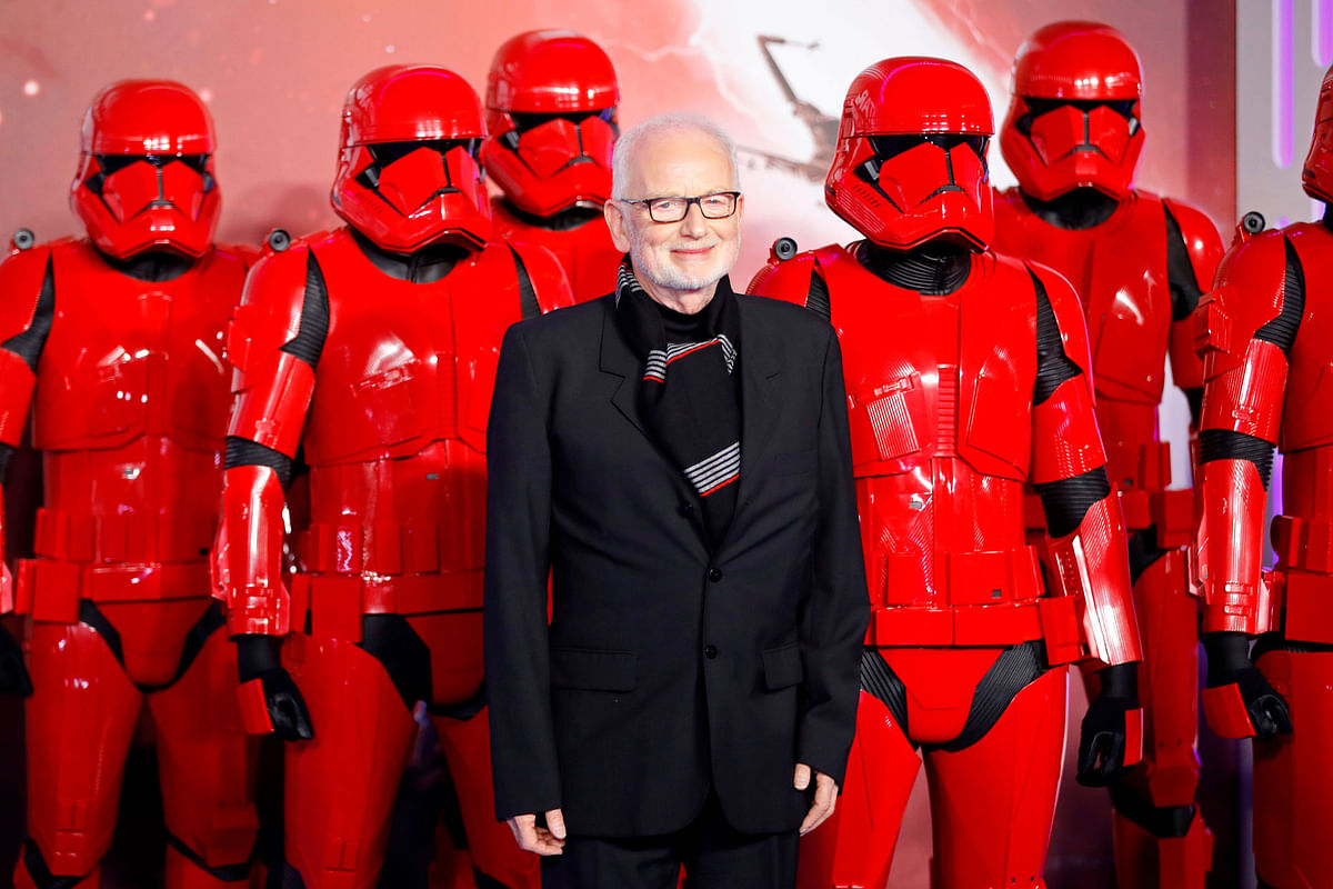 In this file photo taken on 18 December, 2019 British actor Ian McDiarmid (C) appears with sith stormtroopers on the red carpet at the European film premiere of Star Wars: The Rise of Skywalker in London. Photo: AFP