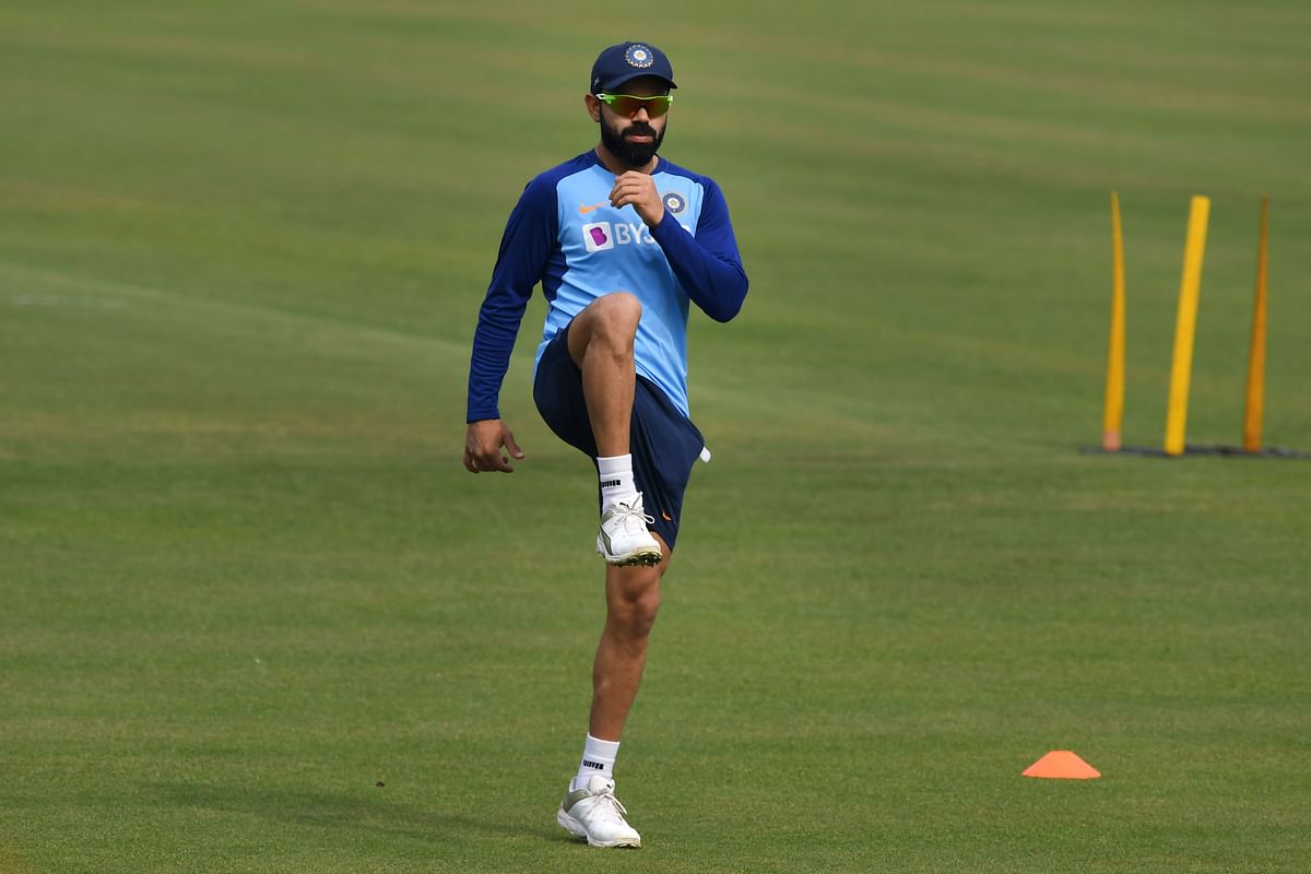 India`s cricket captain Virat Kohli takes part in a training session at the Barabati Stadium in Cuttack on 21 December 2019, ahead of the third one day international (ODI) cricket match of a three-match series between India and West Indies. Photo: AFP