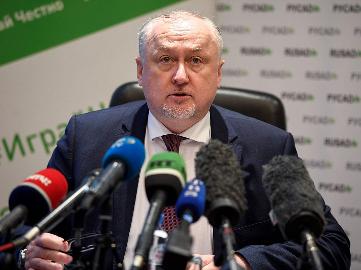 Russia`s anti-doping agency (RUSADA) director general Yury Ganus holds a press conference in Moscow on 27 December 2019. Russia on 27 December 2019 formally contested a four-year ban from major sporting events over doping violations that president Vladimir Putin has condemned as `unjust,` the head of its RUSADA anti-doping agency said. Photo: AFP