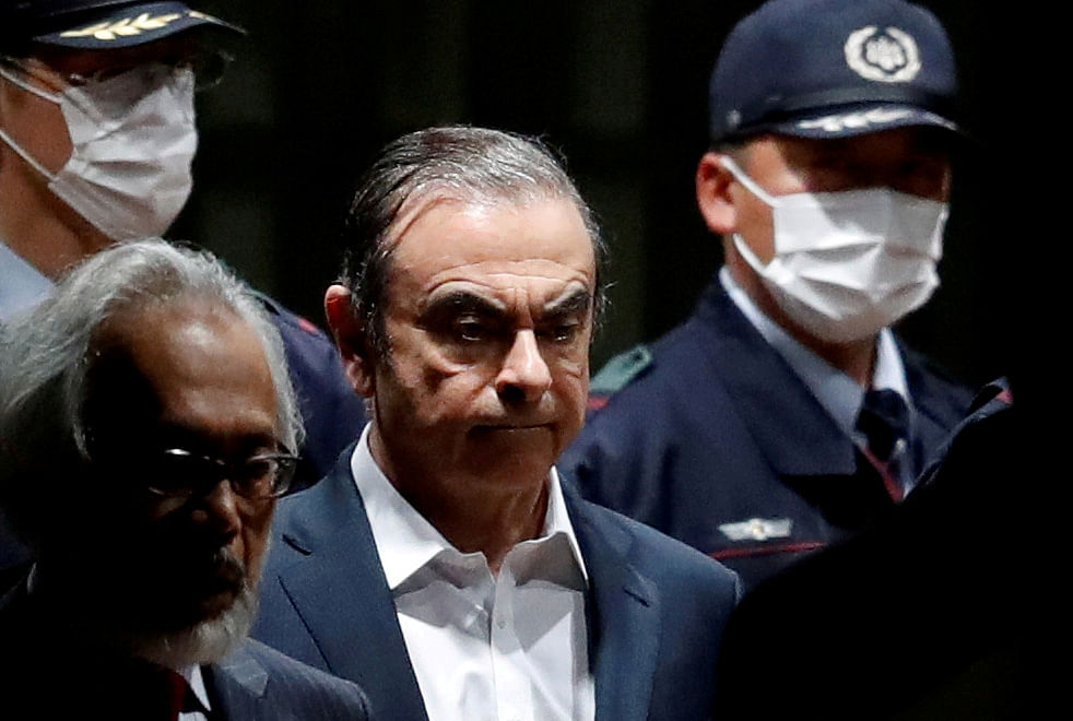 Former Nissan Motor Chariman Carlos Ghosn leaves the Tokyo Detention House in Tokyo, Japan on 25 April. Photo: Reuters