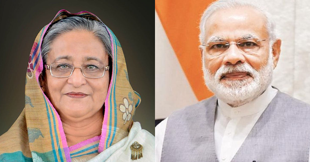 Bangladesh prime minister Sheikh Hasina and Indian prime minister Narendra Modi. Photo: UNB