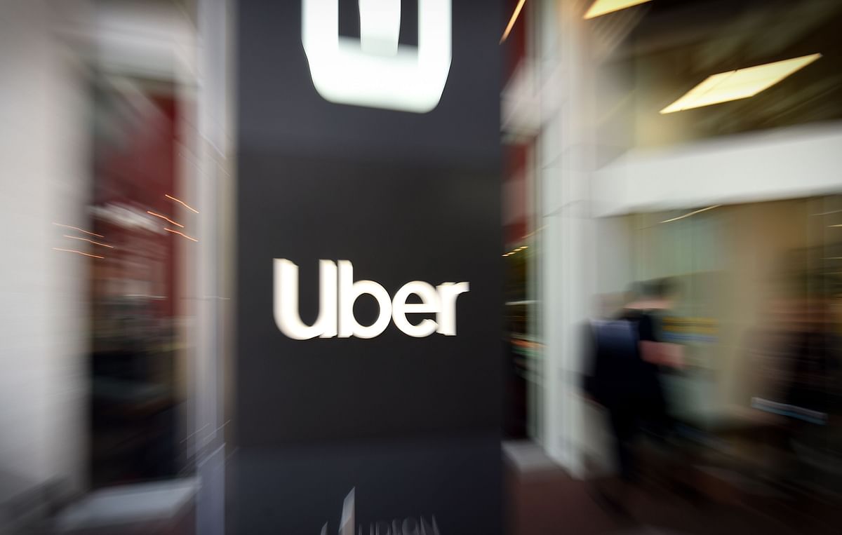 In this file photo taken on 8 May, 2019, an Uber logo is seen outside the company`s headquarters in San Francisco, California. Photo: AFP