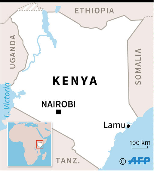 Map of Kenya locating the town of Lamu. AFP illustration