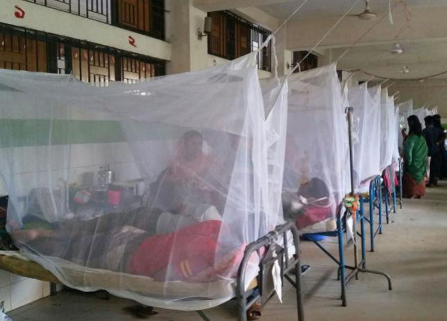 Dengue patients undergo treatment at a Kishoreganj hospital. UNB File Photo