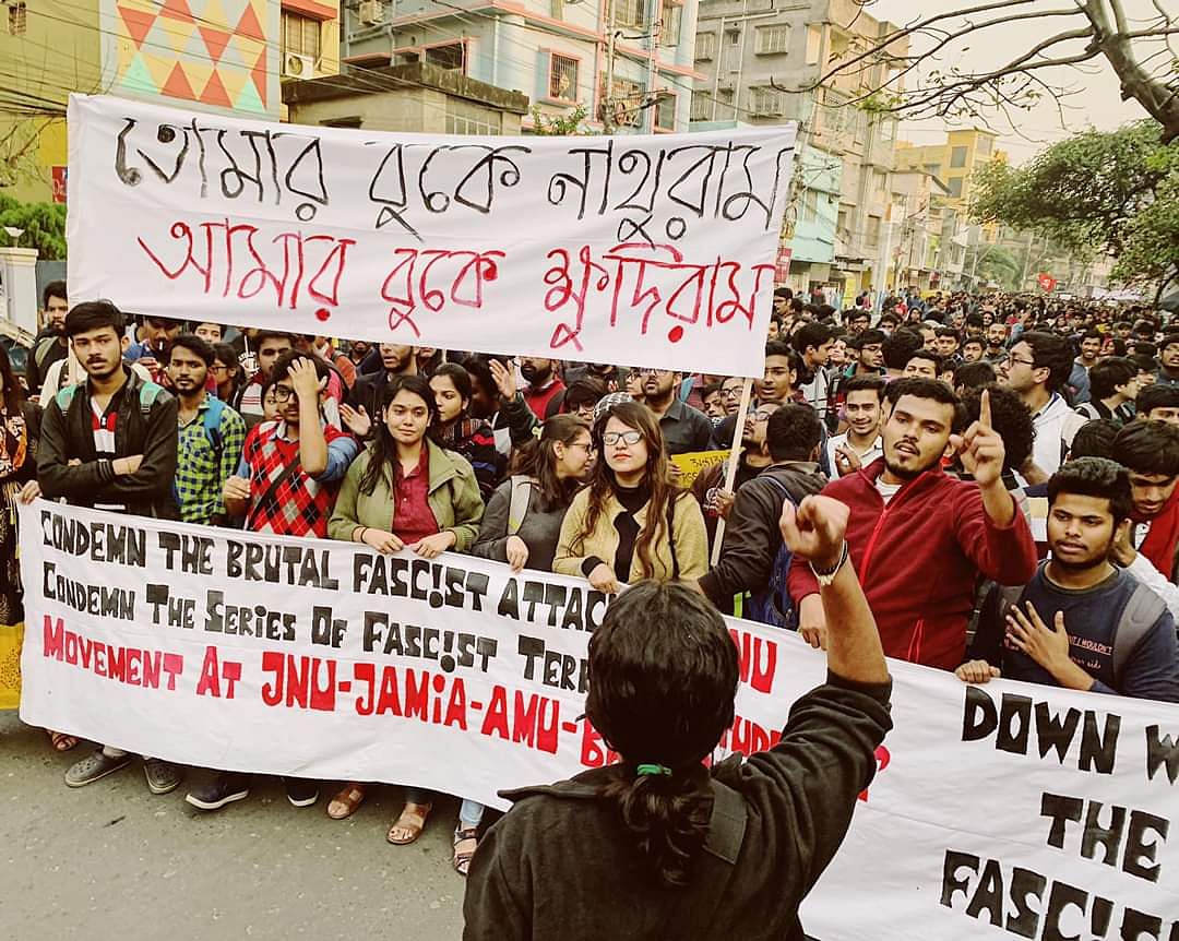 Student protesting across Kolkata against the attack on JNU students. Photo: Twitter