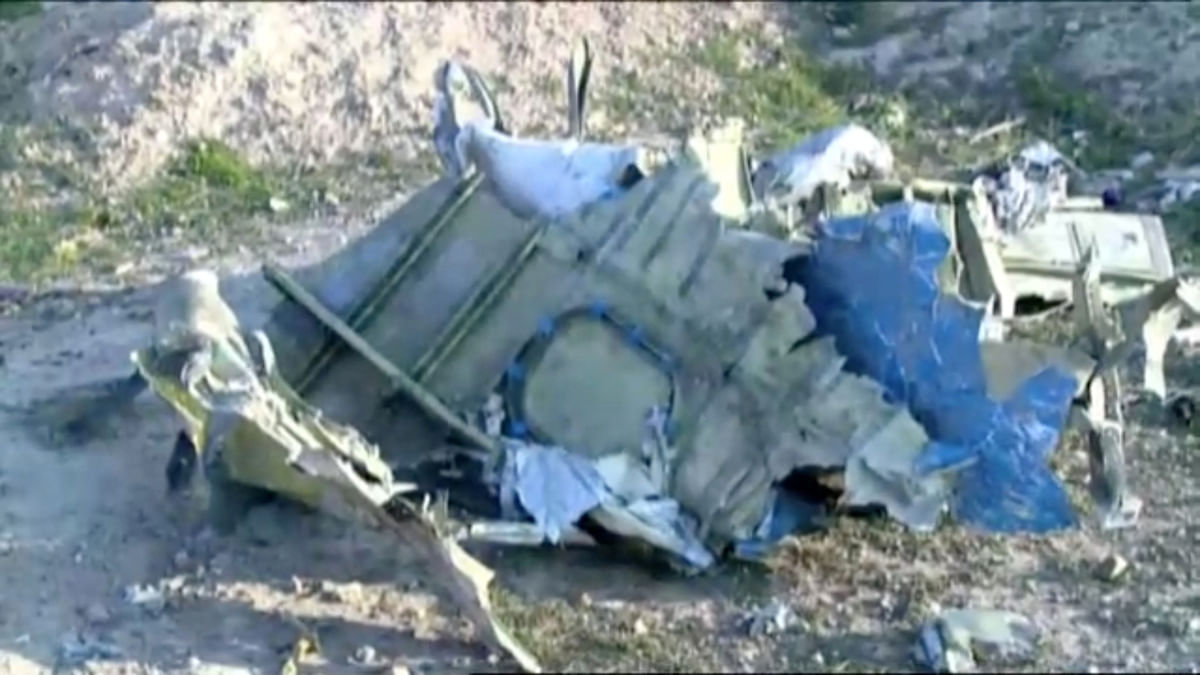 Part of the wreckage from Ukraine International Airlines flight PS752, a Boeing 737-800 plane that crashed after taking off from Tehran`s Imam Khomeini airport. Photo: Reuters