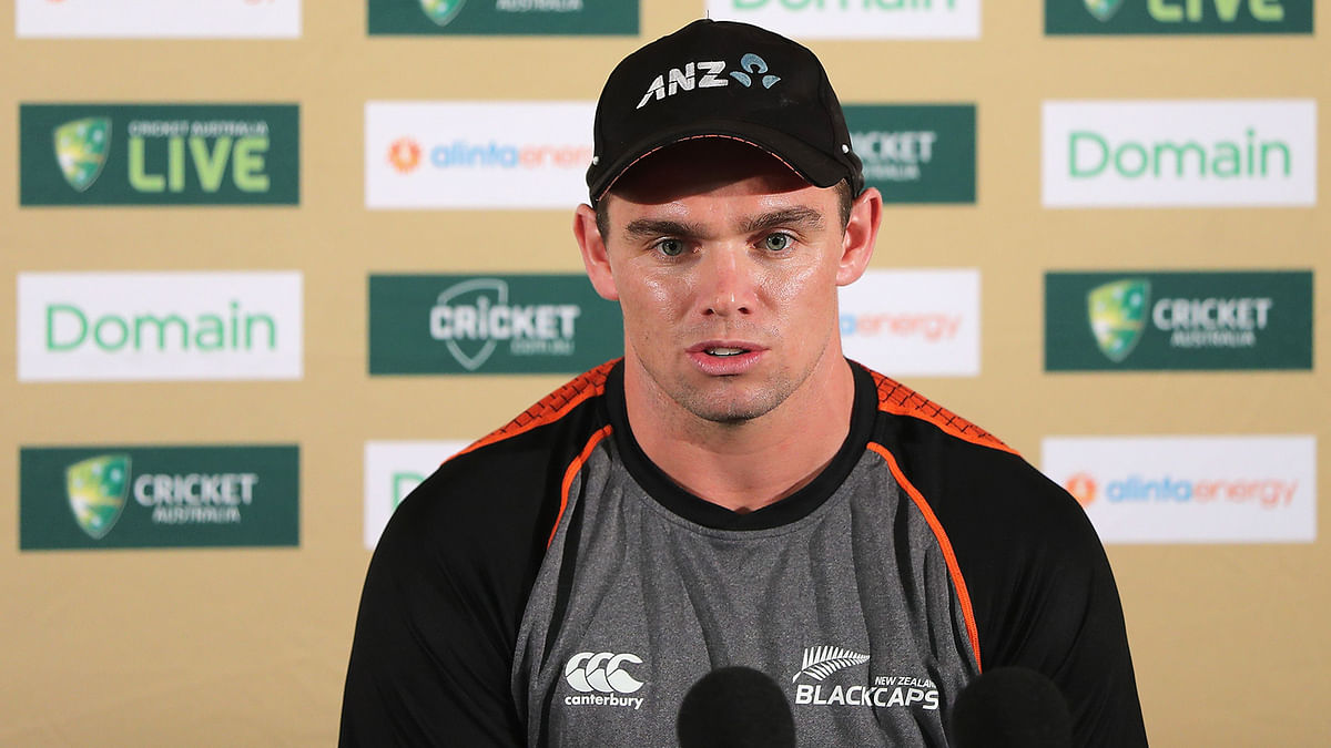 New Zealand cricketer Tom Latham speaks during a press conference on the eve of the third cricket Test match between Australia and New Zealand in Sydney on 2 January 2020. Photo: AFP
