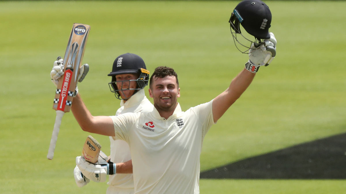 England`s Dom Sibley celebrates his century in Second Test against South Africa at PPC Newlands, Cape Town, South Africa on 6 January 2020. Photo: Reuters