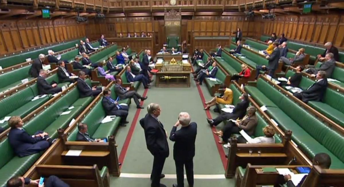 A video grab from footage broadcast by the UK Parliament`s Parliamentary Recording Unit (PRU) shows Britain`s Secretary of State for Exiting the European Union (Brexit Minister) Stephen Barclay (C) speaking as he opens the debate on the European Union (Withdrawal Agreement) Bill: Committee of the Whole House debate, in the House of Commons in London on 7 January 2020. Photo: AFP