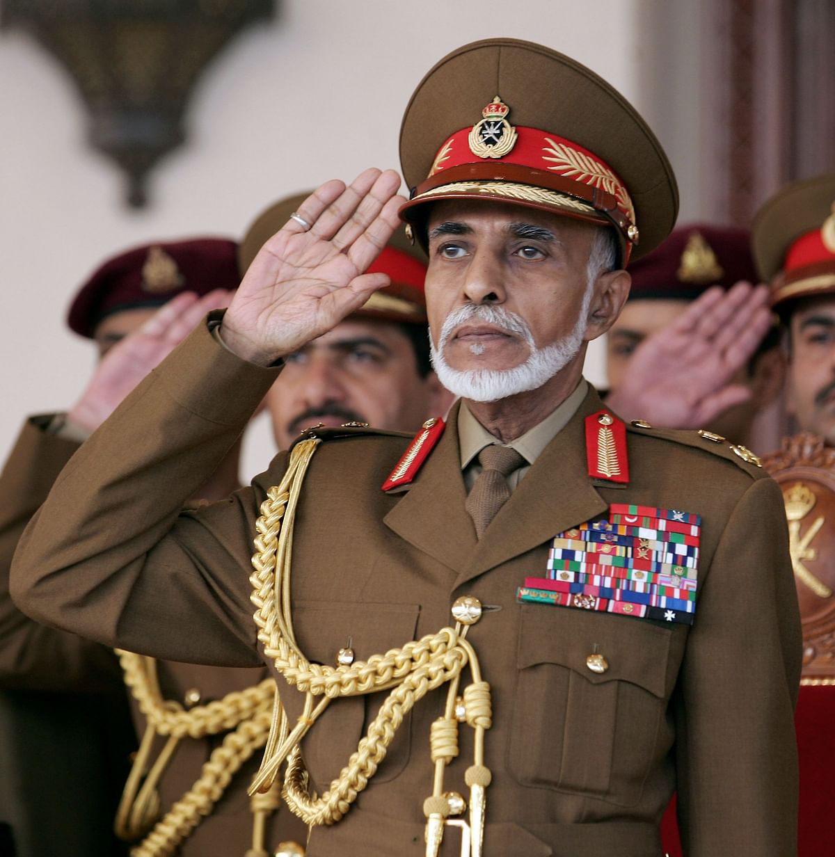 In this file photo taken on 17 November 2013 Oman`s Sultan Qaboos bin Said salutes during the military parade in the capital Muscat, marking the Sultanate’s 43th National Day. Photo: AFP
