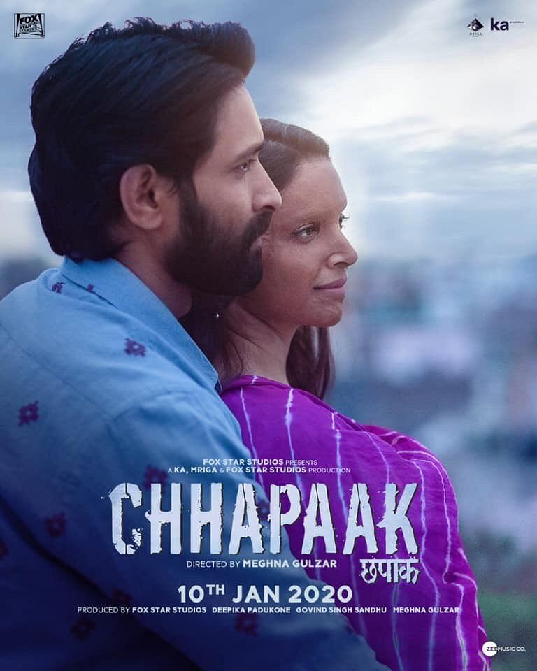 Deepika Padukone with co-star in film `Chhapaak`. Photo: Twitter
