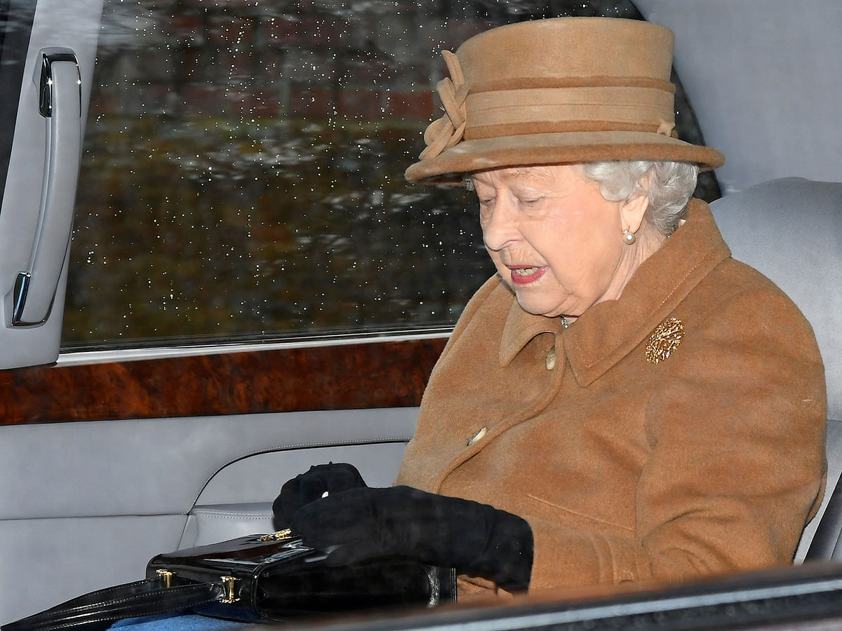 Britain`s queen Elizabeth departs from St Mary Magdalene`s church on the Sandringham estate in eastern England, Britain 12 January, 2020. Photo: Reuters