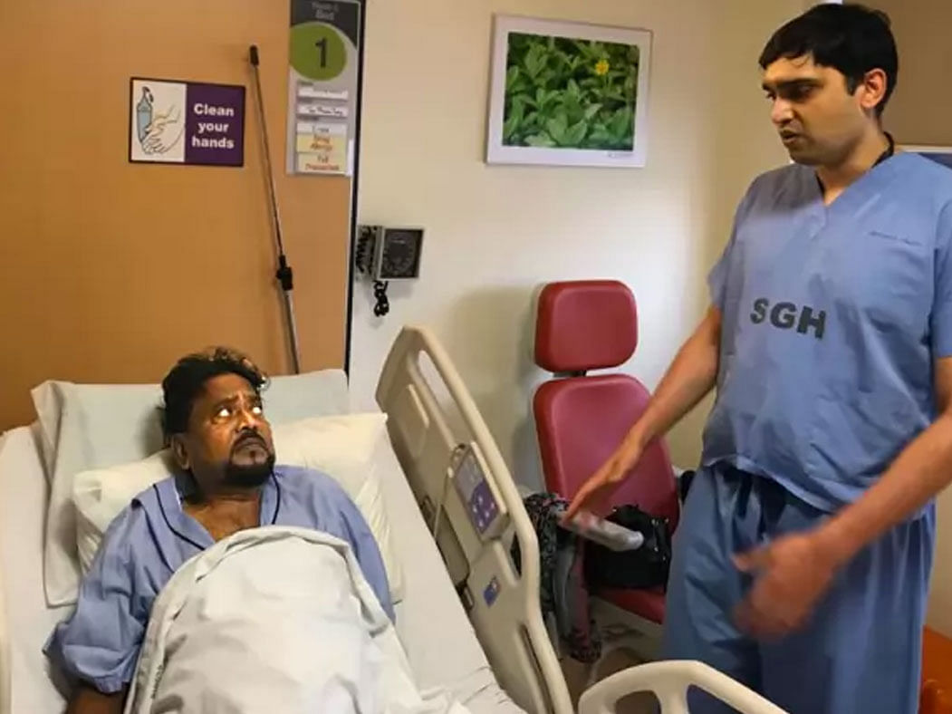 Andrew Kishore is undergoing treatment for blood cancer in Singapore. Photo: Collected