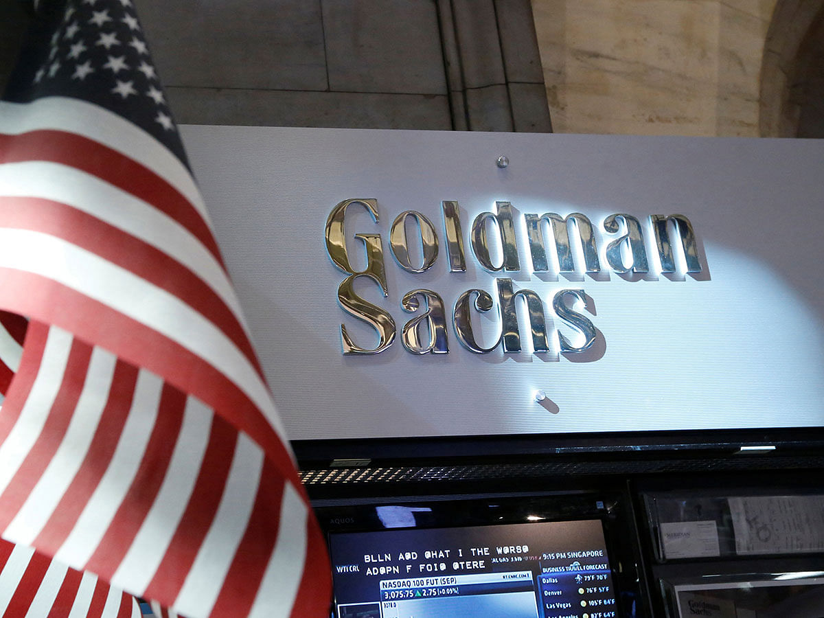 A view of the Goldman Sachs stall on the floor of the New York Stock Exchange on 16 July 2013. Photo: Reuters