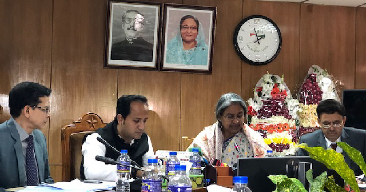 Education minister Dipu Moni briefs newsmen at the Secretariat on 16 January, 2019. Photo: UNB